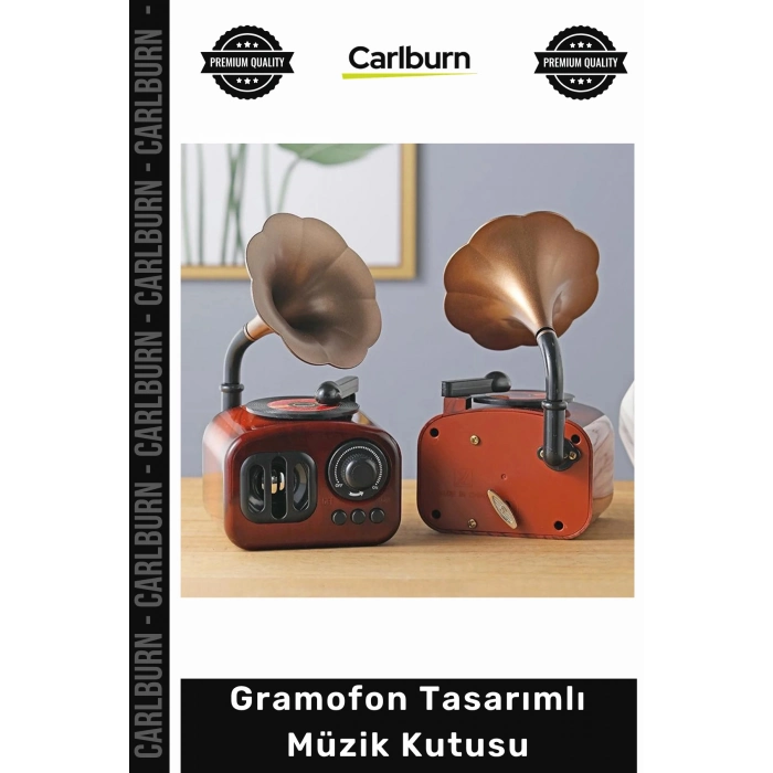 Özel Üretim Nostaljik Retro Radyo Görünümlü Kurmalı Mekanik Masaüstü Gramofon Tasarımlı Müzik Kutusu