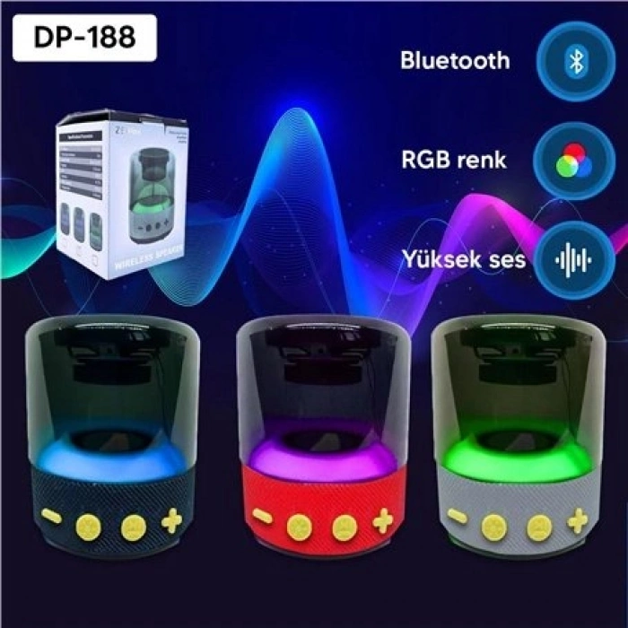 Özel Üretim RGB Led Bluetooth Şık Dekoratif Taşınabilir Güçlü Mini Ses Bombası IŞIKLI HAPORLÖR
