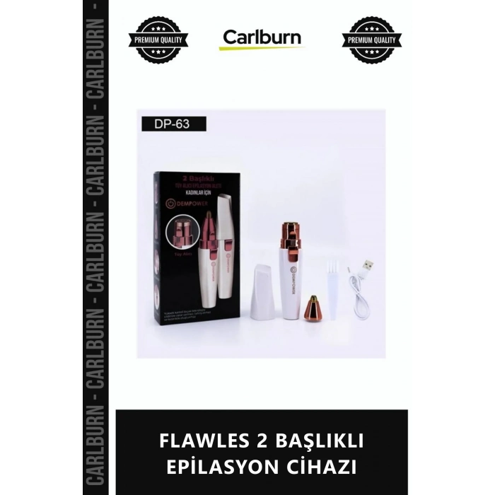 Özel Üretim Pratik USB Şarjlı Yüz Vücut Tüy Alıcı Hassas Cilt FLAWLES 2 BAŞLIKLI EPİLASYON CİHAZI