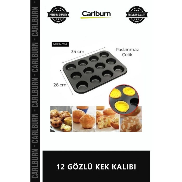 Özel Üretim Profesyonel Yanmaz Yapışmaz Granit Döküm Muffin Cupcake Tepsisi 12 GÖZLÜ KEK KALIBI