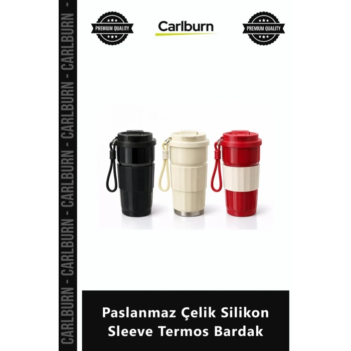 Özel Üretim Sızdırmaz Kapaklı Taşıma Askılı Isı Yalıtımlı Mug Paslanmaz Çelik Silikon Sleeve Termos