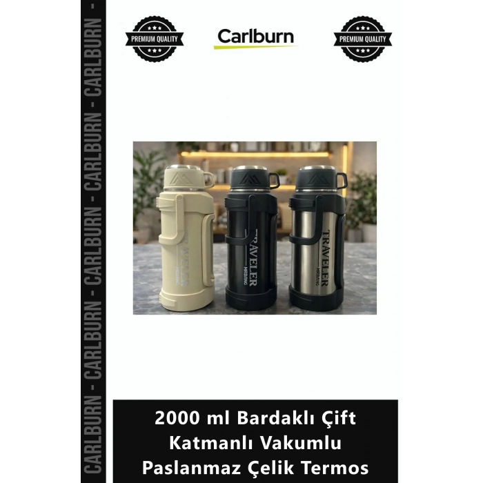 Özel Üretim Sızdırmaz Profesyonel 2000 ml Bardaklı Çift Katmanlı Vakumlu Paslanmaz Çelik Termos