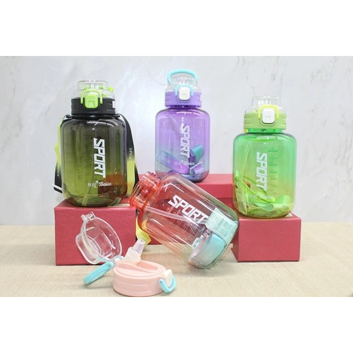 Özel Üretim Motivasyonel Spor Okul Sızdırmaz Kilitli Sağlıklı 1100 ml Pipetli Su Matarası Suluk