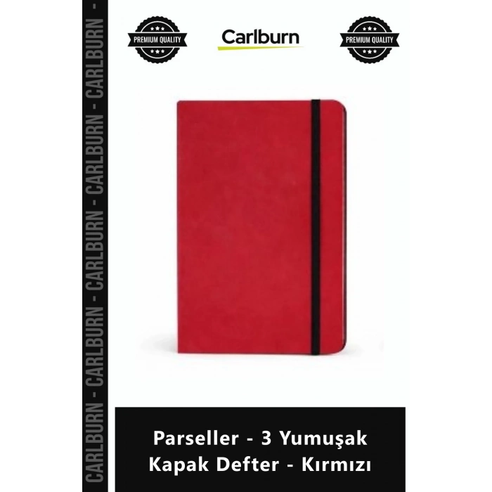 Özel Üretim Kaliteli Şık Çizgili Tasarım Ofis Not Parseller 3 Yumuşak Kapak Defter Kırmızı