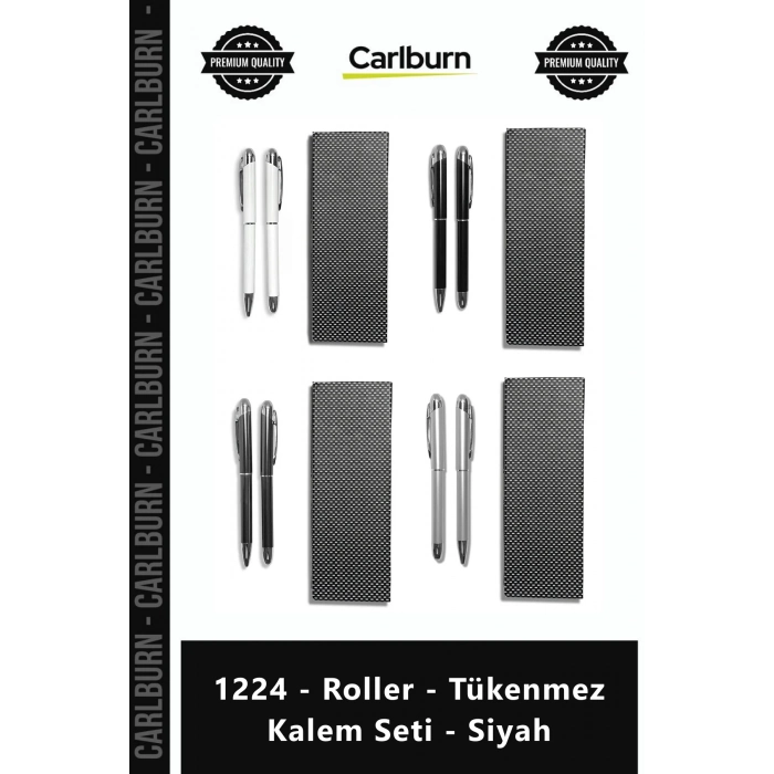 Özel Üretim Logo Baskılı Hediyelik Şık Metal Tasarım 1224 Roller Tükenmez Kalem Seti Siyah