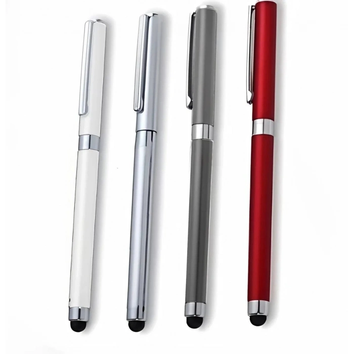 Özel Üretim Kurumsal Promosyon Dokunmatik Ofis Hediye Şık 1228 Metal Touchpen Roller Kalem Beyaz