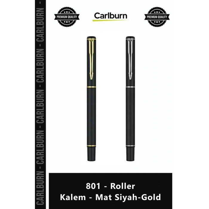 Özel Üretim Lüks Hediye Prestijli Tasarım Ergonomik Metal Gövde 801 Roller Kalem Mat SiyahGold