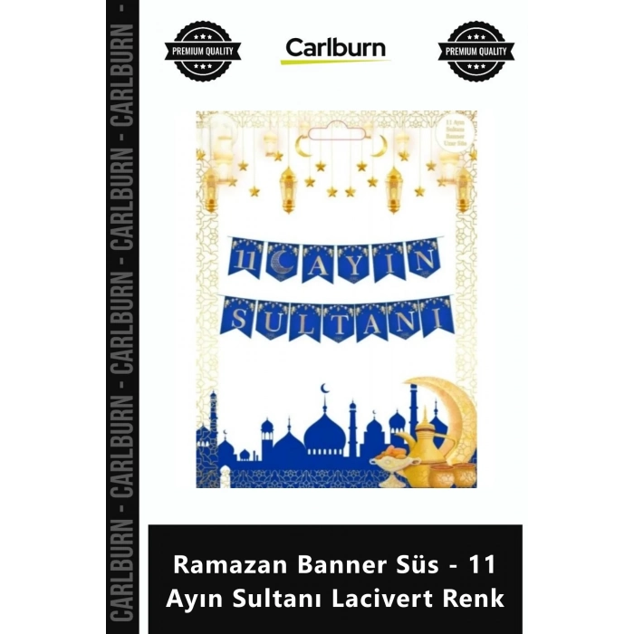 Özel Üretim Banner Şık Ramazan Banner Süs Lacivert Dekoratif Altın Detay Manevi Atmosfer 11 Ayın Sul