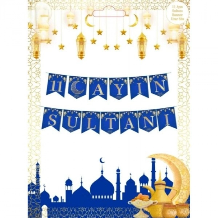 Özel Üretim Banner Şık Ramazan Banner Süs Lacivert Dekoratif Altın Detay Manevi Atmosfer 11 Ayın Sul