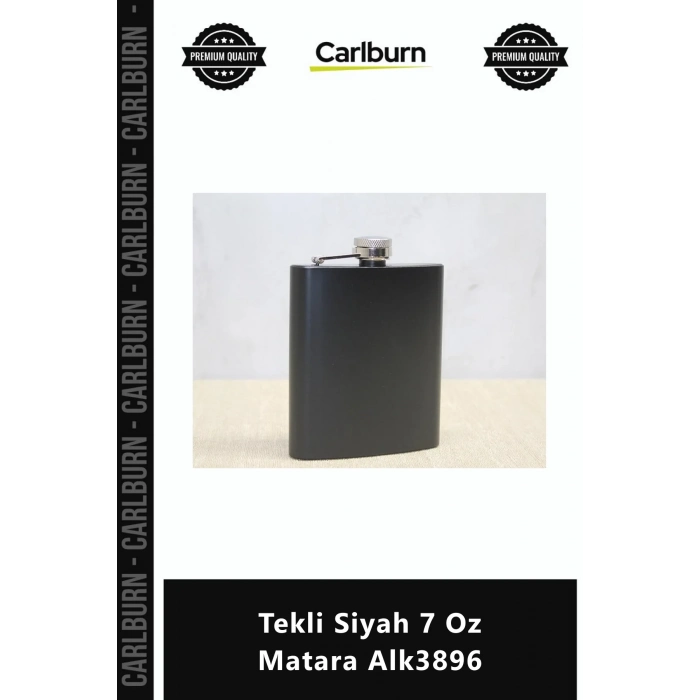 #Matara Paslanmaz Çelik Lüks Hediyelik Tasarım Metal Cep Matarası Tekli Siyah 7 Oz Matara