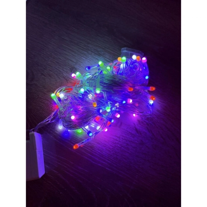 Özel Üretim Dekoratif Animasyonlu Yılbaşı 10m 100 Led Damla Uçlu RGB Işık Şeffaf Kablo MZ1710