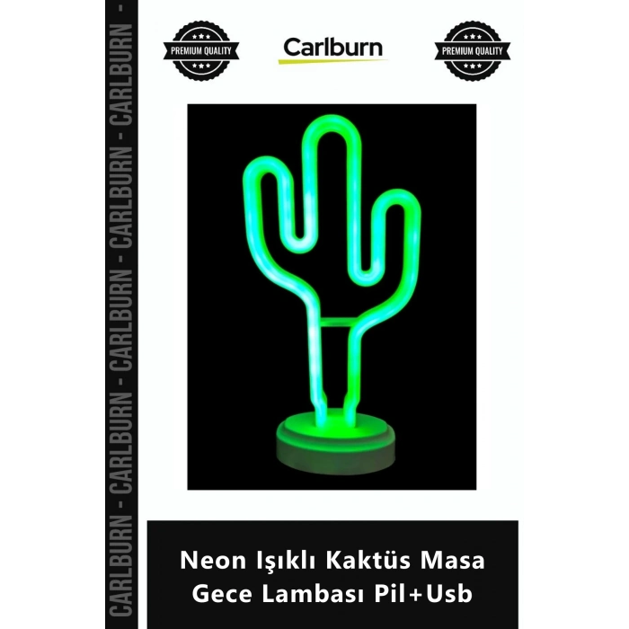 Özel Üretim Dekoratif Modern Estetik Masaüstü Tasarım Neon Işıklı Kaktüs Masa Gece Lambası Pil+Usb