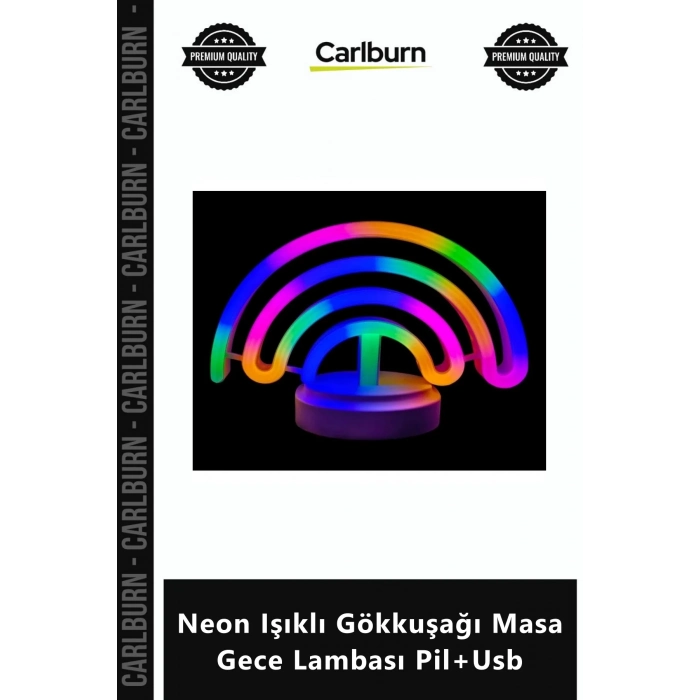 Özel Üretim Dekoratif Modern Estetik Şık Hediye Neon Işıklı Gökkuşağı Masa Gece Lambası Pil+Usb