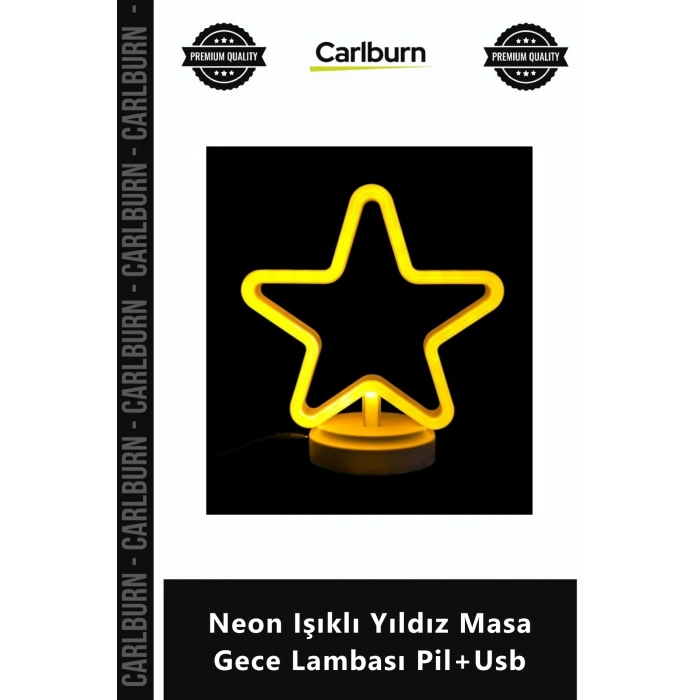 Özel Üretim Dekoratif LED Tasarım Estetik Modern 21x24 Neon Işıklı Yıldız Masa Gece Lambası Pil+Usb