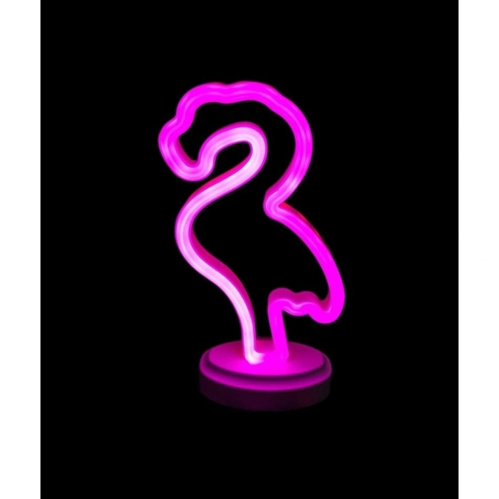 Özel Üretim Dekoratif Modern Estetik Neon Işıklı Flamingo Yazılı Masa Gece Lambası PİL+USB