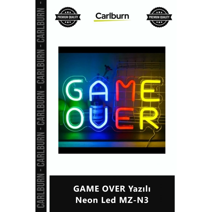 Özel Üretim Duvar Dekoru Gaming Oda Tasarımı Işıklı Tabela Oyuncu GAME OVER Yazılı Neon Led MZN3