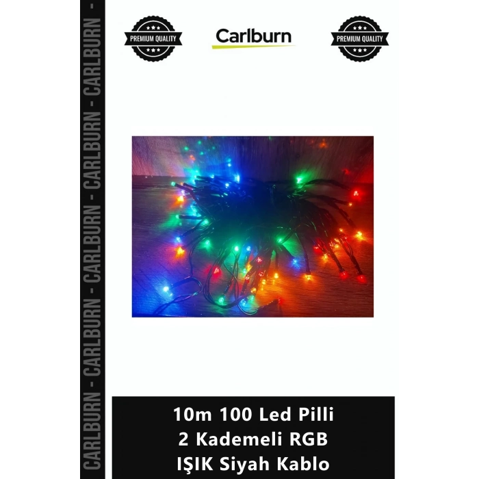 Özel Üretim Dekoratif Aydınlatma Animasyonlu Şık 10m 100 Led Pilli 2 Kademeli RGB IŞIK Siyah Kablo