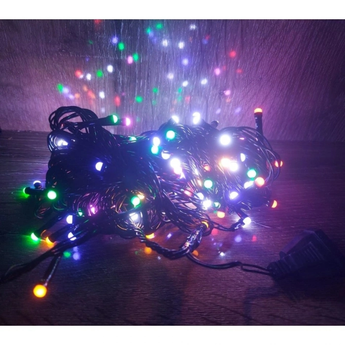 Özel Üretim Dekoratif Animasyonlu Kaliteli 10m 100 Led Damla Uçlu Led Işık RGB Işık Siyah Kablo