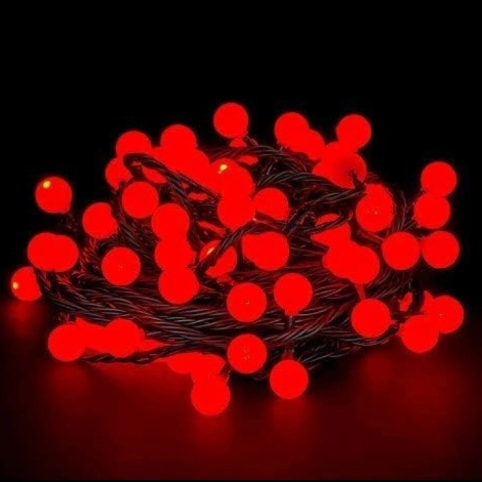 Özel Üretim Yılbaşı Dekorasyon Aydınlatma 5m 28 Led Kırmızı Işık Siyah Kablo Fişli Eklemeli MZ1818