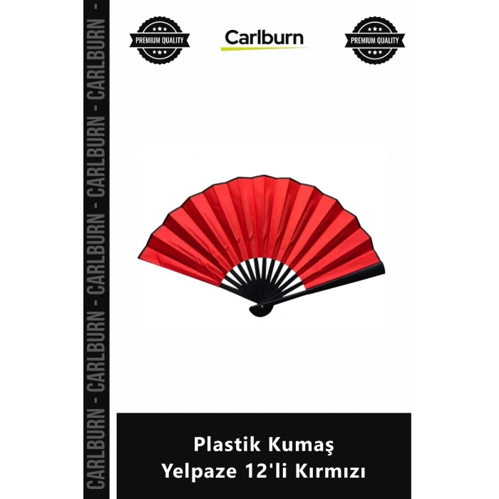 Özel Üretim Kaliteli Dayanıklı Toptan Hediyelik Kına Cemiyet Plastik Kumaş Yelpaze 12li Kırmızı