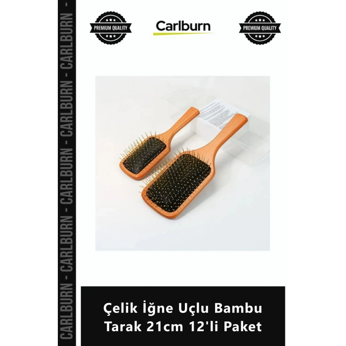 Özel Üretim Profesyonel Doğal Sağlıklı Masaj Etkili Çelik İğne Uçlu Bambu Tarak 21cm 12li Paket