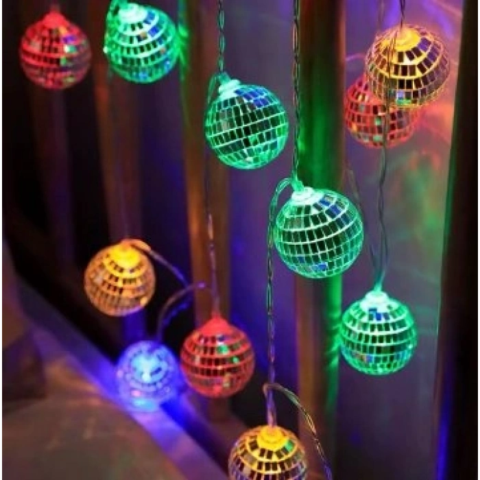 Özel Üretim Dekoratif Pilli Parti Süsleme Renkli Işık Animasyonlu 2m 10 Led Disko Toplu Led RGB MZ30