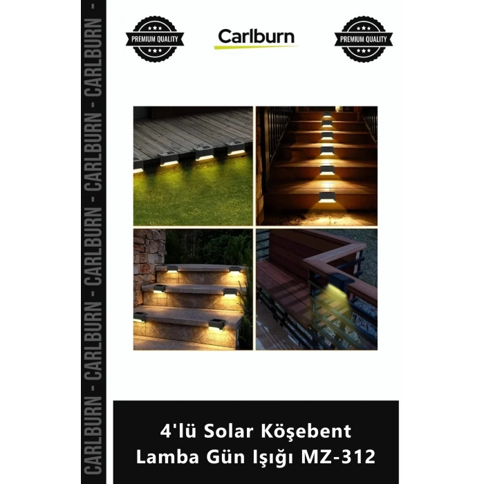 Özel Üretim Güneş Enerjili Bahçe Aydınlatma Dekoratif Şık 4lü Solar Köşebent Lamba Gün Işığı MZ312