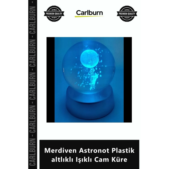 Özel Üretim Dekoratif Hediye Tasarım Uzay Temalı Merdiven Astronot Plastik altlıklı Işıklı Cam Küre