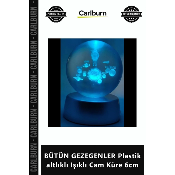 Özel Üretim Dekoratif Gece Lambası Hediye BÜTÜN GEZEGENLER Plastik altlıklı Işıklı Cam Küre 6cm