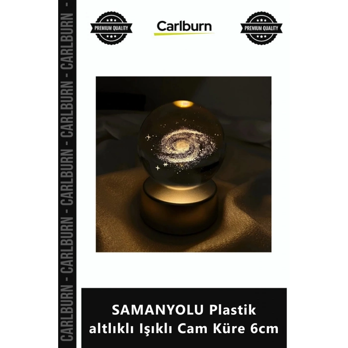 Özel Üretim Dekoratif Hediyelik Gece Lambası Süs SAMANYOLU Plastik altlıklı Işıklı Cam Küre 6cm