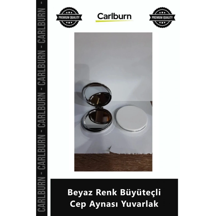Özel Üretim Şık Tasarım Portatif Kompakt Hediyelik Makyaj Beyaz Renk Büyüteçli Cep Aynası Yuvarlak