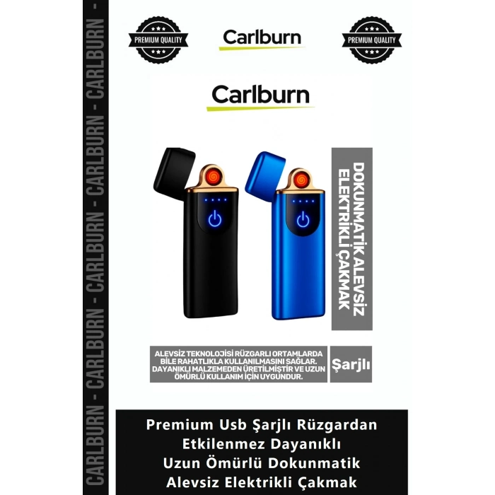 Özel Üretim Premium Usb Şarjlı Rüzgardan Etkilenmez Dayanıklı Uzun Ömürlü Dokunmatik Alevsiz Elektri