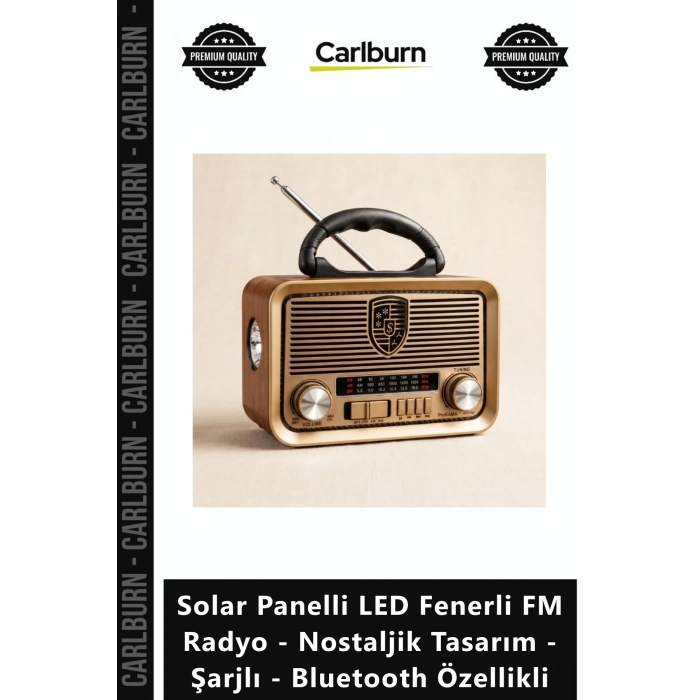 Özel Üretim Solar Panelli LED Fenerli FM Radyo Nostaljik Tasarım Şarjlı Bluetooth Özellikli