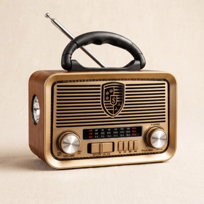 Özel Üretim Solar Panelli LED Fenerli FM Radyo Nostaljik Tasarım Şarjlı Bluetooth Özellikli