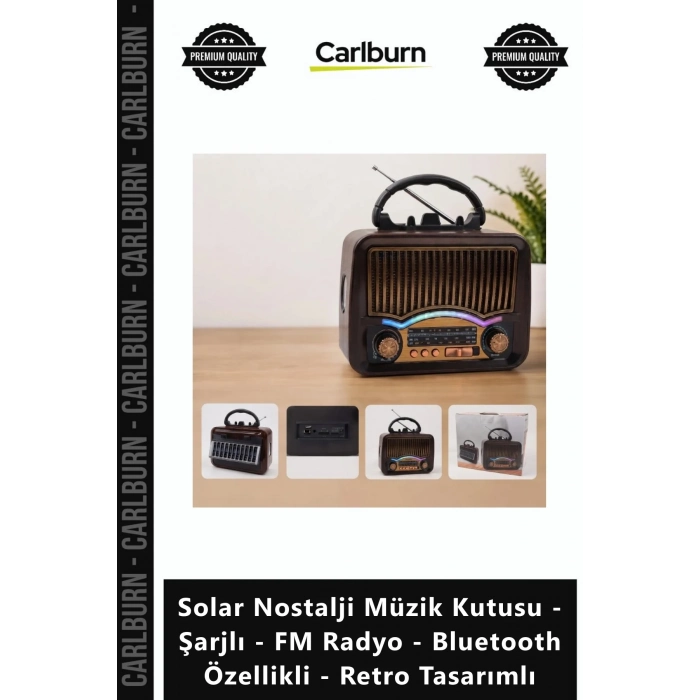 Özel Üretim Solar Nostalji Müzik Kutusu Şarjlı FM Radyo Bluetooth Özellikli Retro Tasarımlı