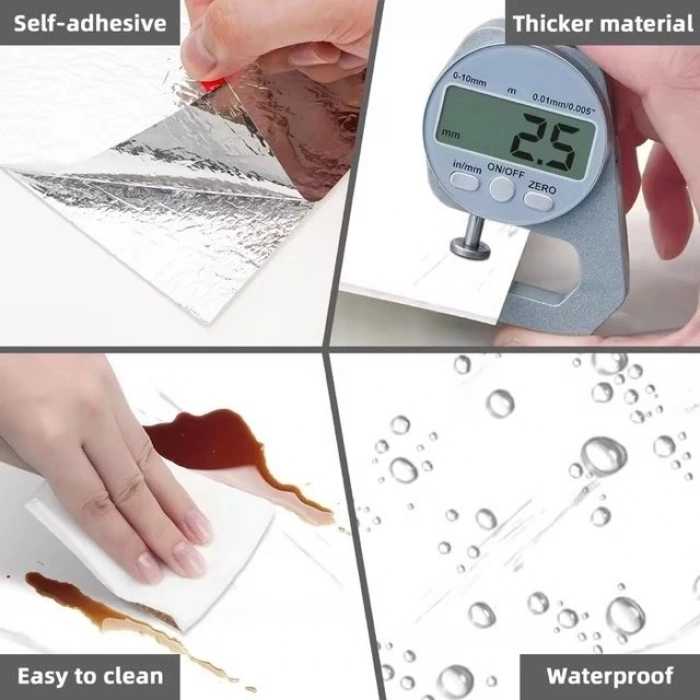 Özel Üretim 3D Panel Yapışkanlı VİNİL BEYAZ MERMER DESENLİ ALÜMİNYUM PLASTİK DUVAR STİCKER 30X30