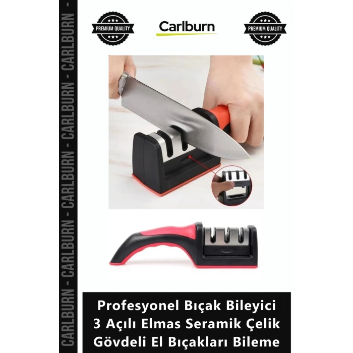 Özel Üretim Keskin Profesyonel Bıçak Bileyici 3 Açılı Elmas Seramik Çelik Gövdeli El Bıçakları Bilem