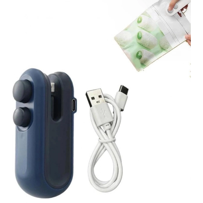 Özel Üretim Şarj Edilebilir USB 2si 1 Arada Isıl Isıtmalı Pratik Mutfak Kesme Vakum Mini Poşet Kapa