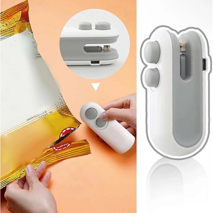 Özel Üretim Şarj Edilebilir USB 2si 1 Arada Isıl Isıtmalı Pratik Mutfak Kesme Vakum Mini Poşet Kapa