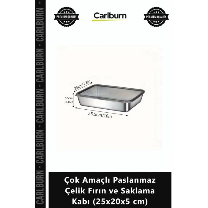Özel Üretim 304 Kalite Sağlıklı Derin Çok Amaçlı Paslanmaz Çelik Fırın Saklama Kabı 25x20x5 cm