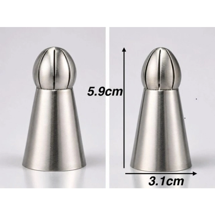 Özel Üretim 5li Profesyonel Rus Top Duy Ucu Seti 59mm Büyük Boy Paslanmaz Çelik Krema Sıkma Fırfır U