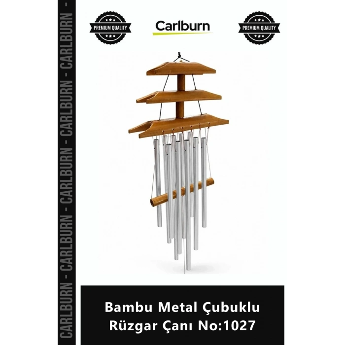 Özel Üretim Bahçe Balkon Teras Süsü Melodik Sesli Doğal Şık Bambu Metal Çubuklu Rüzgar Çanı No1027