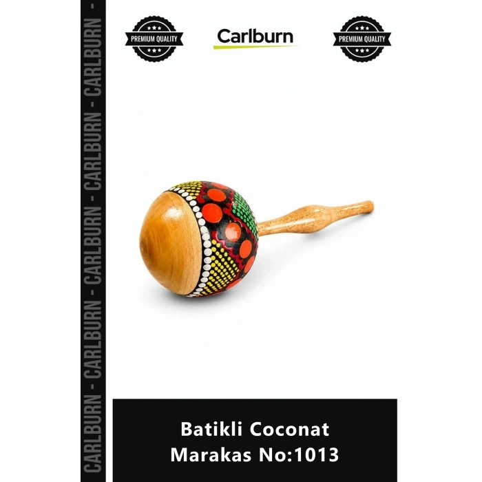Özel Üretim El Yapımı Doğal Ritim Perküsyon Müzik Aleti Otantik Şık Batikli Coconat Marakas No1013