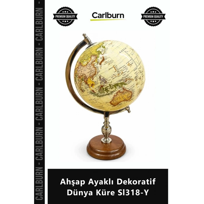 Özel Üretim Ofis Hediyesi Şık Masaüstü Retro Estetik Lüks Ahşap Ayaklı Dekoratif Dünya Küre Sl318Y