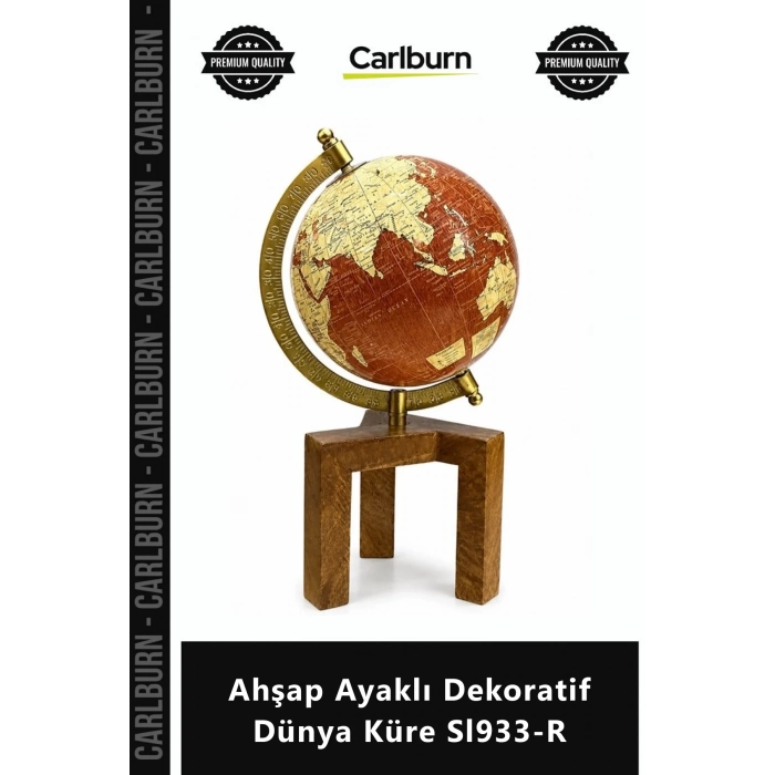 Özel Üretim Vintage Retro Ofis Hediyelik Şık Tasarım Ahşap Ayaklı Dekoratif Dünya Küre Sl933R