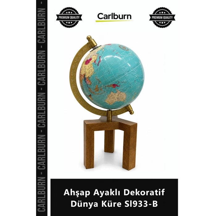 Özel Üretim Ofis Hediyesi Masa Üstü Şık Modern Kaliteli Ahşap Ayaklı Dekoratif Dünya Küre Sl933B