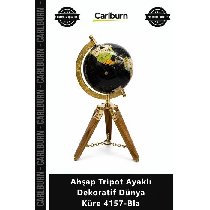 Özel Üretim Vintage Şık Salon Aksesuar Lüks Ofis Ahşap Tripot Ayaklı Dekoratif Dünya Küre 4157Bla