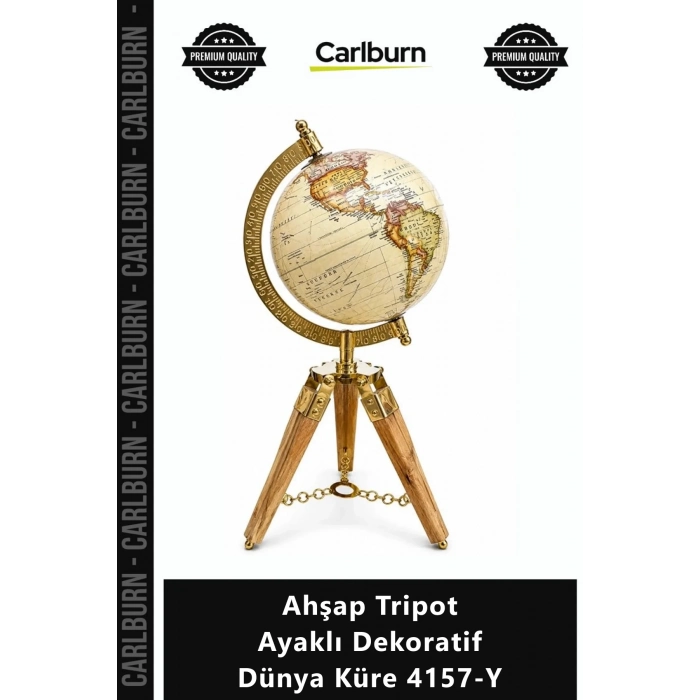 Özel Üretim Ofis Ev Hediyelik Modern Şık Retro Tasarım Ahşap Tripot Ayaklı Dekoratif Dünya Küre 4157