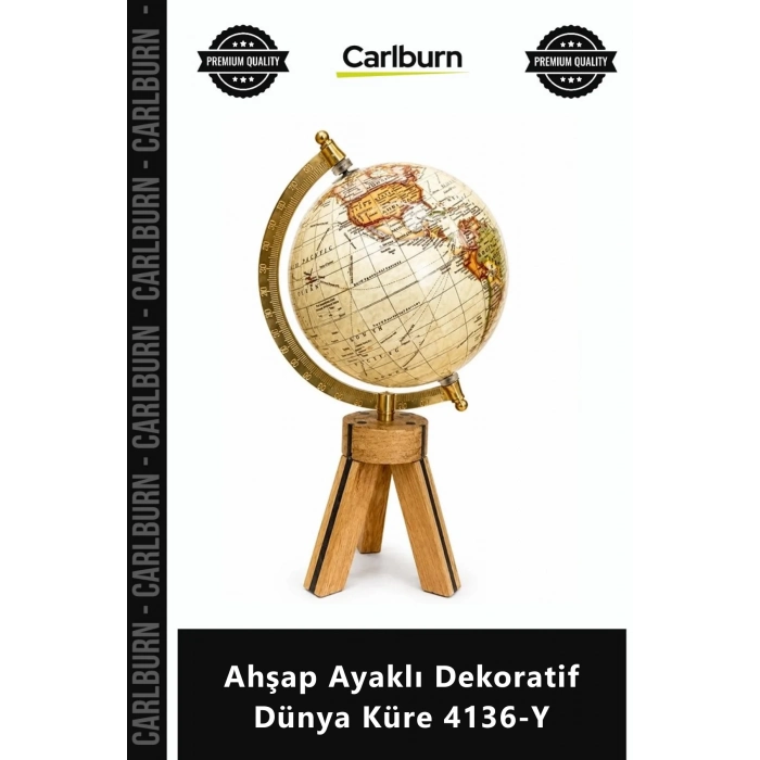 Özel Üretim Şık Retro Ofis Hediyelik Tasarım Masaüstü Lüks Ahşap Ayaklı Dekoratif Dünya Küre 4136Y