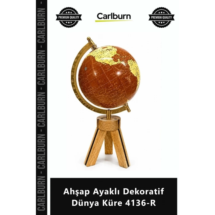 Özel Üretim Ofis Hediyesi Masa Üstü Vintage Coğrafi Harita Ahşap Ayaklı Dekoratif Dünya Küre 4136R